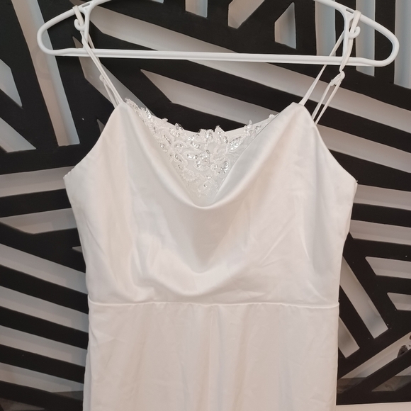 Fashion Nova Wifey Material Satin Jumpsuit Romper pant one piece White - Picture 2 of 7